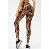 Animal Print Slim Fit Wide Waistband Long Sports Pants - Beach Babes Beachwear - Fort Lauderdale brown