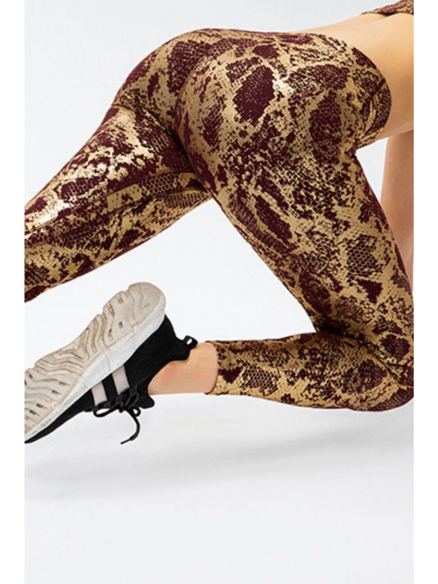 Animal Print Slim Fit Wide Waistband Long Sports Pants - Beach Babes Beachwear - Fort Lauderdale