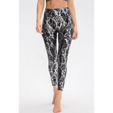 black and silver detail animal Print Slim Fit Wide Waistband Long Sports Pants - Beach Babes Beachwear - Fort Lauderdale