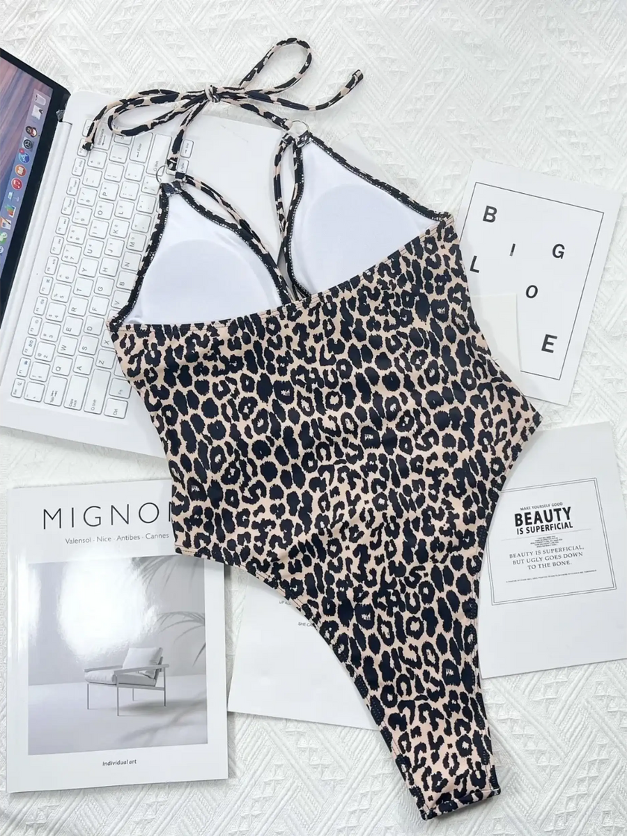 Leopard Halter Top Bikini - Beach Babes Beachwear - Fort Lauderdale