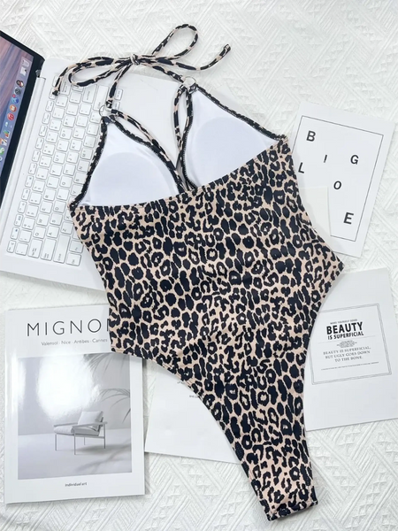 Leopard Halter Top Bikini - Beach Babes Beachwear - Fort Lauderdale