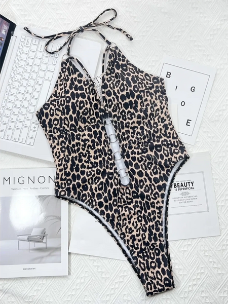 Leopard Halter Top Bikini - Beach Babes Beachwear - Fort Lauderdale