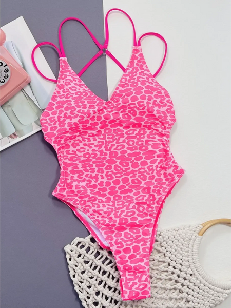 Leopard One Piece -V Neck Swimsuit - Beach Babes Beachwear - Fort Lauderdale
