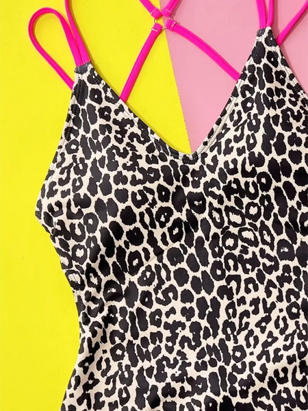 Leopard One Piece -V Neck Swimsuit - Beach Babes Beachwear - Fort Lauderdale