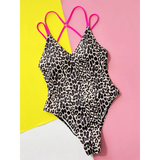 Leopard One Piece -V Neck Swimsuit - Beach Babes Beachwear - Fort Lauderdale