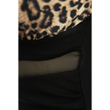 Beach Babes swimsuit with leopard print top and black mesh panel for stylish swimwear