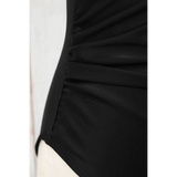 Beach Babes black swimsuit with ruched side detail for a flattering fit