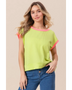 Trendsi lime and pink sleeveless shirt with ribbed texture and contrast trim worn by woman