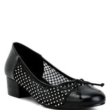 Rag Company black mesh ballet flats for women with small heel and bow detail