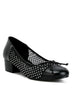 Rag Company black mesh ballet flats for women with small heel and bow detail