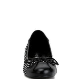 Rag Company black mesh ballet flats for women with bow detail and rounded toe design