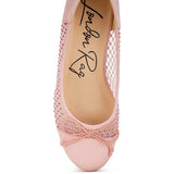 Rag Company pink mesh ballet flats for women with bow detail and stud embellishments