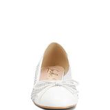 White mesh ballet flats for women by Rag Company with bow detail on toe
