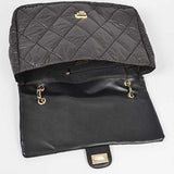 Babe Beachwear black Look a Like Lambskin Flap Bag with quilted design and gold chain detailing