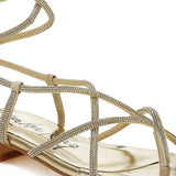 Rag Company gold strappy sandals with thin beaded straps and flat sole for stylish comfort