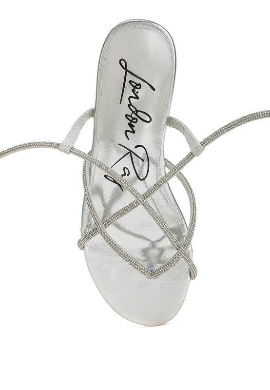 Rag Company gold strappy sandals with thin, elegant straps and a flat sole