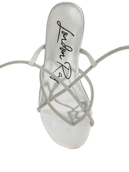 Rag Company gold strappy sandals with thin, elegant straps and a flat sole