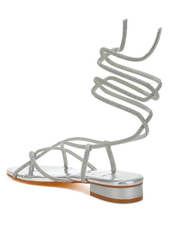 Rag Company gold strappy sandals with wraparound ankle straps and low block heel1