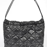 Babe Beachwear luxe chic quilted tote bag in black with padded diamond pattern and single shoulder strap