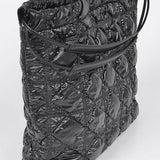 Babe Beachwear luxe chic quilted tote bag in black with ruched detailing and double shoulder straps