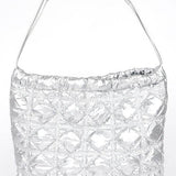 Babe Beachwear silver luxe chic quilted tote bag with shiny textured square pattern and single shoulder strap