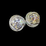 Trendsi 6 carat Stud Diamond Sterling Silver earrings with round cut sparkling stones