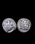 Trendsi 6 carat Stud Diamond Sterling Silver earrings with round sparkling stones on black background