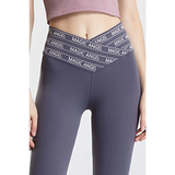 Babe Beachwear high waisted workout leggings for women in gray with Magic Angel waistband design