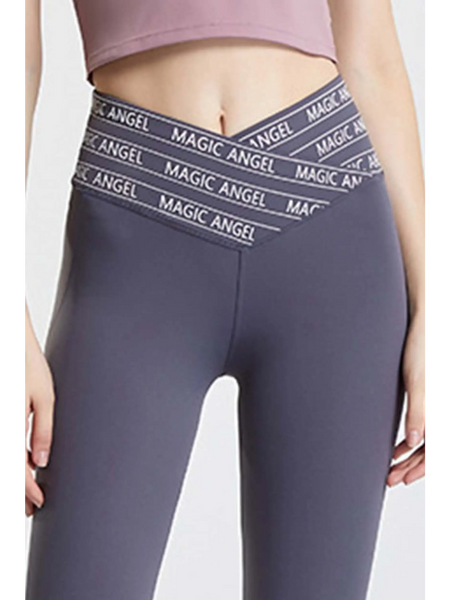 Babe Beachwear high waisted workout leggings for women in gray with Magic Angel waistband design