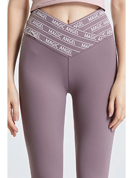 Babe Beachwear high waisted workout leggings for women in mauve with magic angel waistband design