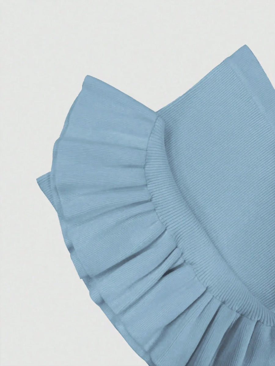 Close-up of light blue ruffled sleeve detail on Trendsi mermaid dress maxi dress