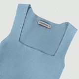 Blue ribbed maxi mermaid dress from Trendsi with square neckline and sleeveless design