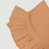 Close-up detail of ruffled sleeve on brown mermaid dress maxi dress by Trendsi