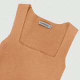 Trendsi ribbed maxi dress in peach color with square neckline and sleeveless design mermaid dress