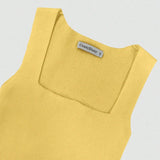 Yellow Trendsi ribbed maxi mermaid dress with square neckline and sleeveless design