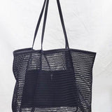 Black Mesh Beach Bag Tote Bag with long handles by Babe Beachwear perfect for beach trips