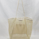 Babe Beachwear Mesh Beach Bag Tote Bag in beige with long handles perfect for beach essentials