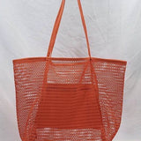 Babe Beachwear orange Mesh Beach Bag Tote Bag with long handles and spacious design