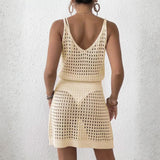 Babe Beachwear mesh swimsuit coverup mini dress with open knit design and sleeveless style