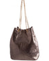 Babe Beachwear metallic animal print tote bag with gold chain straps and shiny textured finish