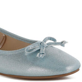 Rag Company metallic ballet flats for women in light blue with a bow detail