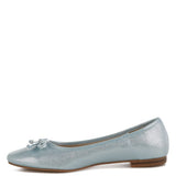 Rag Company metallic ballet flats for women in shiny light blue with a small bow detail