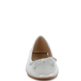 Rag Company silver metallic ballet flats for women with bow detail on toe