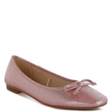 Rag Company metallic ballet flats for women in pink with bow detail and low heel