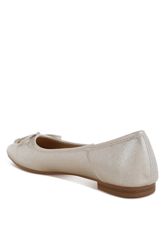 Rag Company metallic ballet flats for women in light gold with a small bow detail and flat sole