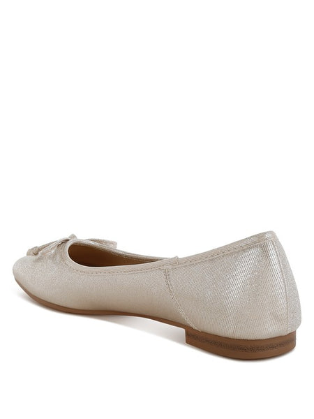 Rag Company metallic ballet flats for women in light gold with a small bow detail and flat sole