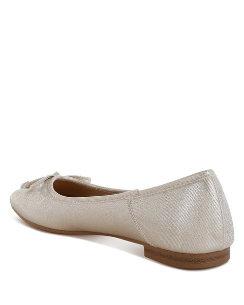 Rag Company metallic ballet flats for women in light gold with a small bow detail and flat sole