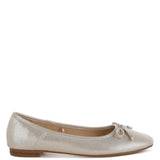 Rag Company metallic ballet flats for women in light silver with a small bow detail