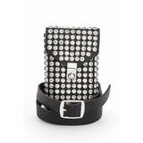Babe Beachwear black mini bag for phone wallet with silver studs and adjustable belt strap