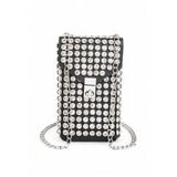 Babe Beachwaer studded black mini bag for phone wallet with silver chain strap and clasp closure